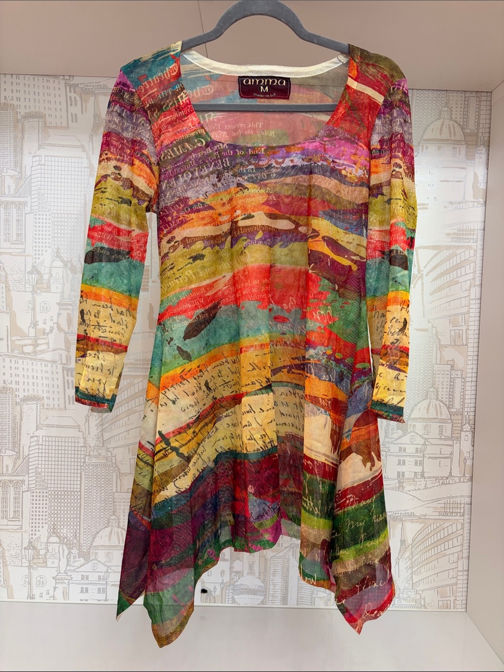 Multicolor Printed Tunic Top - Vibrant Stripe Pattern
